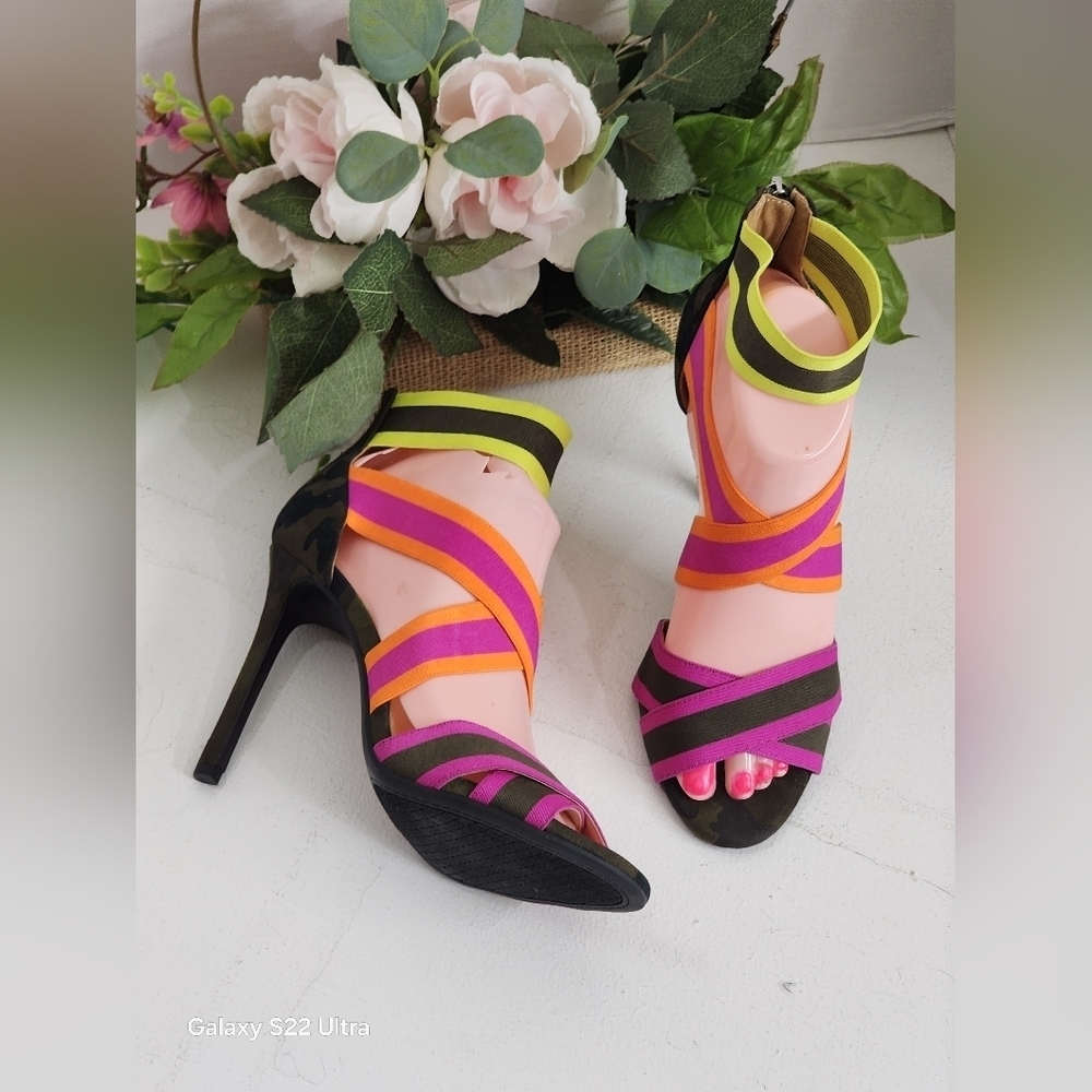 Chic Neon Strappy Heels